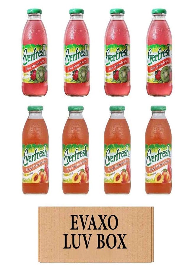 Evaxo LUV BOX - Variety Everfresh Juice, 16 oz. Pack of 8, Kiwi Strawberry, Peach Watermelon - Image 1