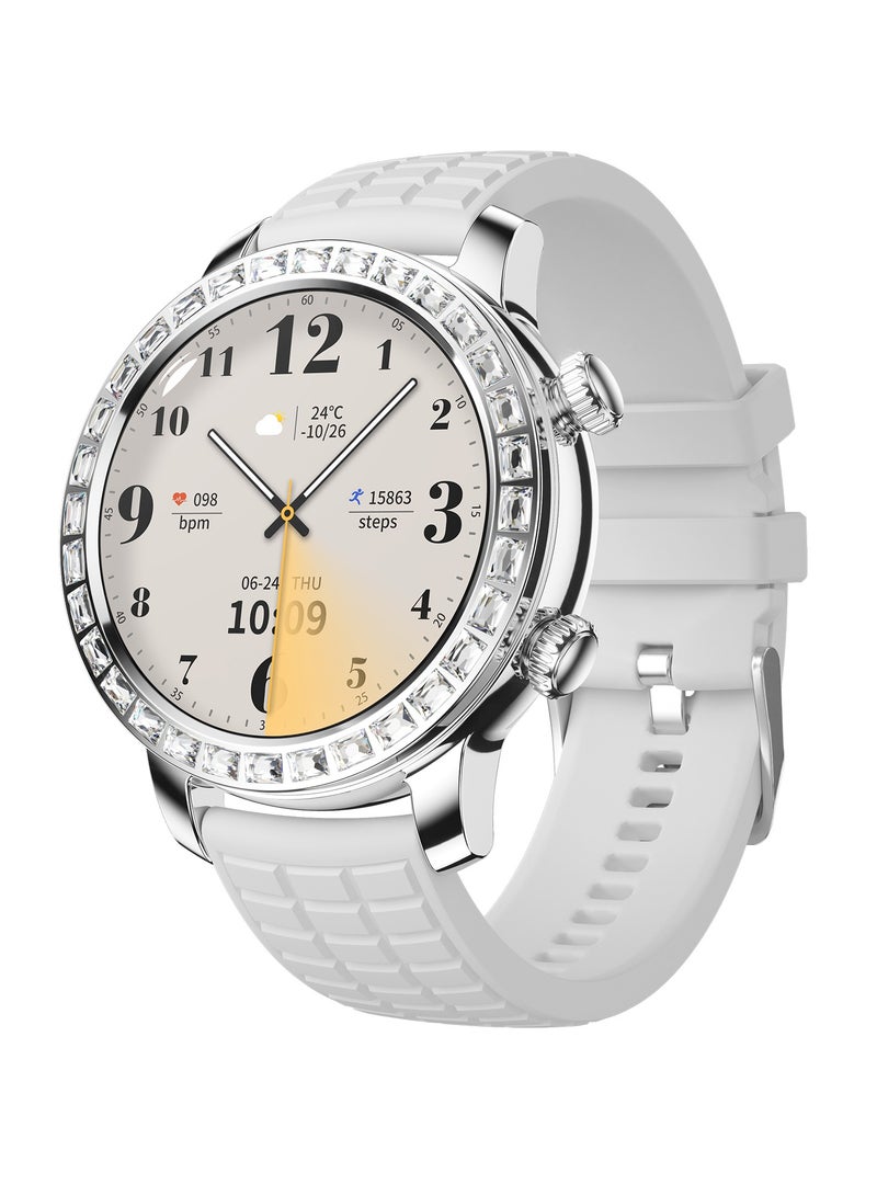 AROAQ Z95 Smart Watch, Waterproof HD AMOLED Mini Smart Watch With Two Straps, Gesture Answering Health Monitoring Full Touch Fitness Tracker Watch With Multiple Sports Modes, (Silver) - Image 1