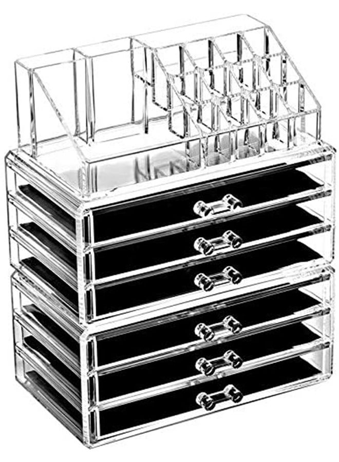 JCB CHIC Large Clear Makeup Organizer Skin Care Cosmetic Display Cases Stackable Storage Box 