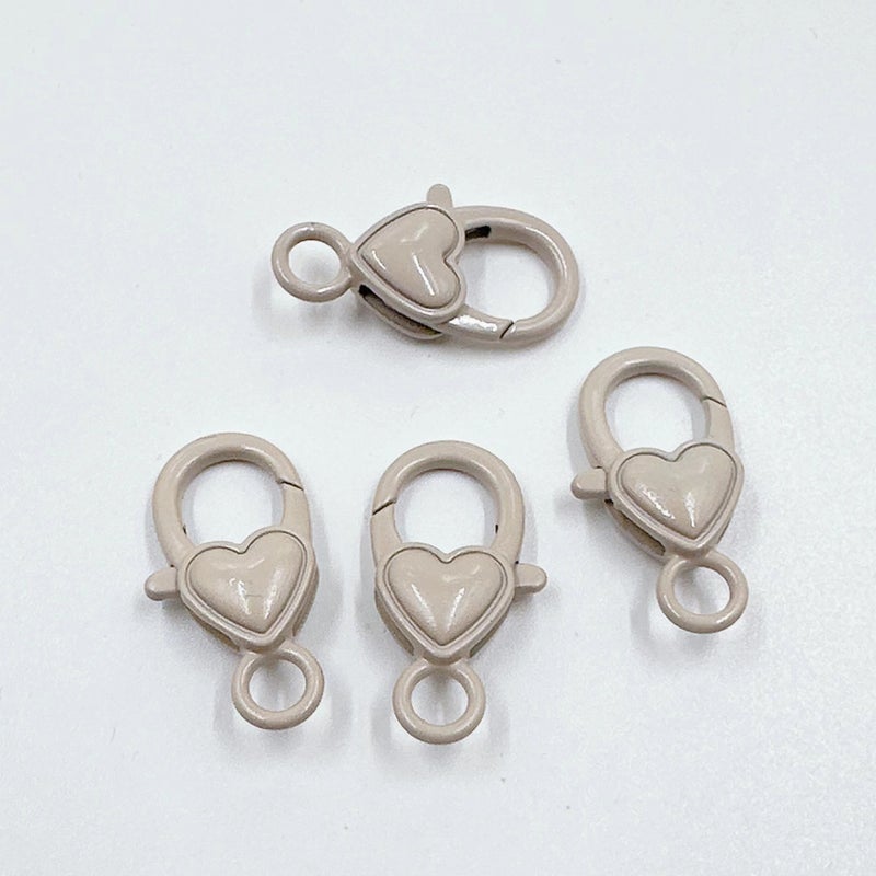 DIY Jewelry Colorful Painted Heart Lobster Clasp Retro Keychain shallow coffee 