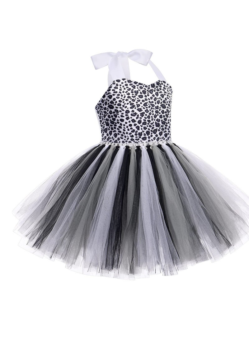 Zikra طقم زي الفهد 3 قطع للبنات بموضوع الغابة تنورة توتو رباط رأس ذيل ملابس تنكرية لحفلة عيد الميلاد - Image 4