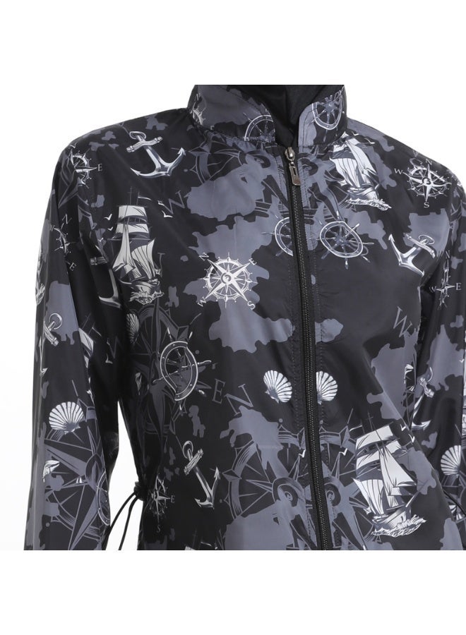 جوي شيك بركيني طويل للمرأة المسلمة - ملابس سباحة محفزة تغطية كاملة، أكمام طويلة مُزْجَجَة خصر للخصر محمية من الأشعة فوق البنفسجية - Image 5