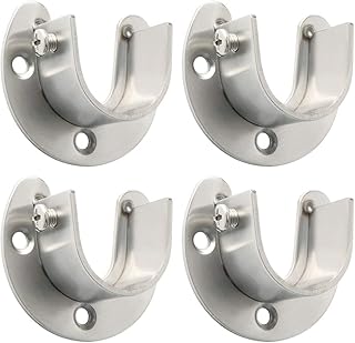 Alise Alise 4 Pcs Shower Closet Rod Set Holder Flange Socket Bracket Supports 1-Inch Dia,Stainless Steel Brushed Nickel  - Image 1