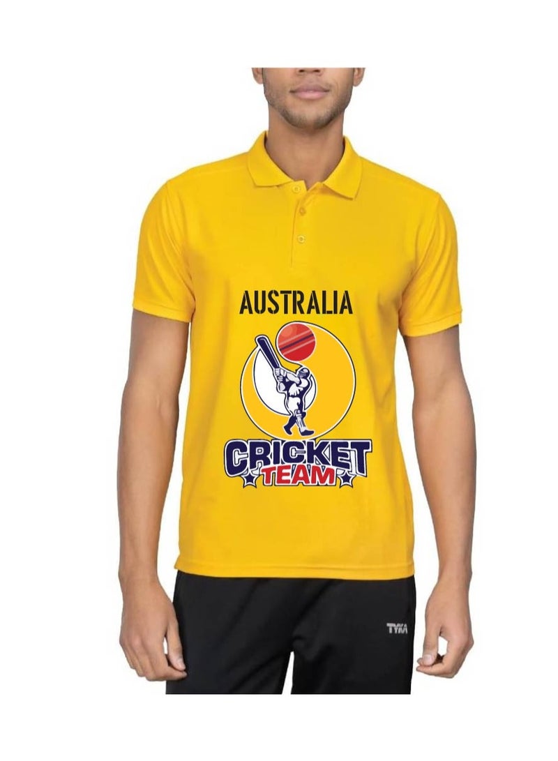 Australia Unisex Sports Yellow Jersey T-Shirt Set - T-Shirt,Drawstring Bag,Cap - T-Shirt,Scarf,Cap - Australia Cricket Fan Jersey T-Shirt - Gift Set for Cricket Lovers and Australian Fans  - Image 2
