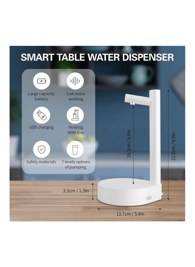 V2COM - Desktop Water Bottle Dispenser, V2COM Portable Electric Water Bottle Pump, USB Charging Automatic Drinking Water Dispenser Water Jug Pump for Home, Office, Outdoor, White - Image 1
