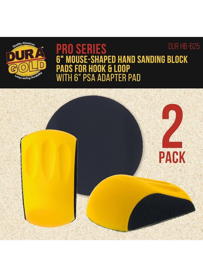Dura-Gold Dura-Gold Pro Series 6" Mouse-Shaped Hand Sanding Block Pad for Hook & Loop and PSA 6" DA Sanding Discs, 2 Pack  - Image 2