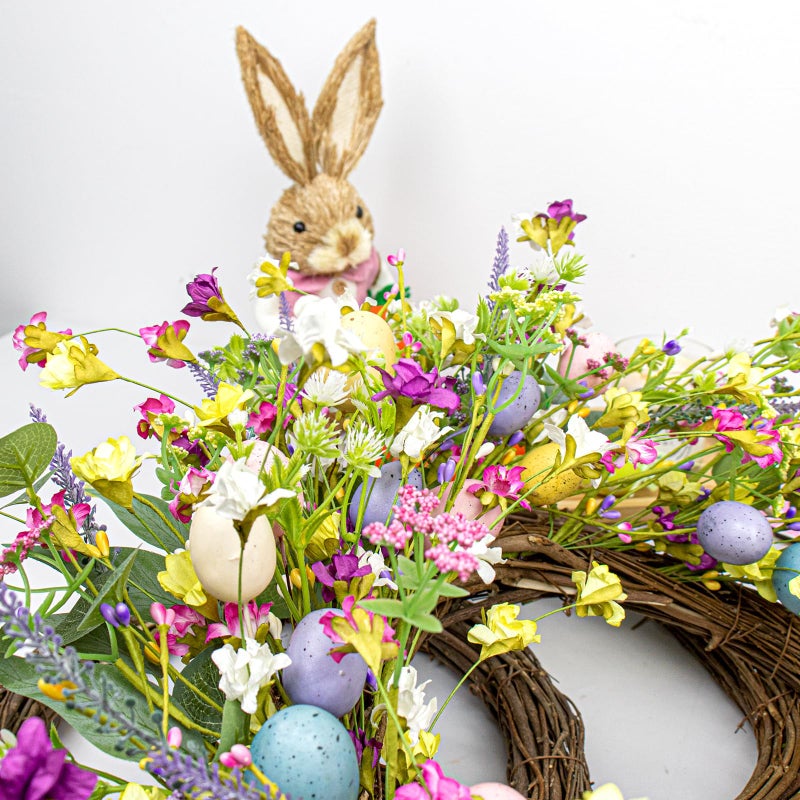 LLZLL 22 inch Easter Wreaths for Front Door Artificial Easter Wreath with 5 Colors Egg for Spring Holiday Indoor Outdoor Porch Wall Window Decor - Image 4