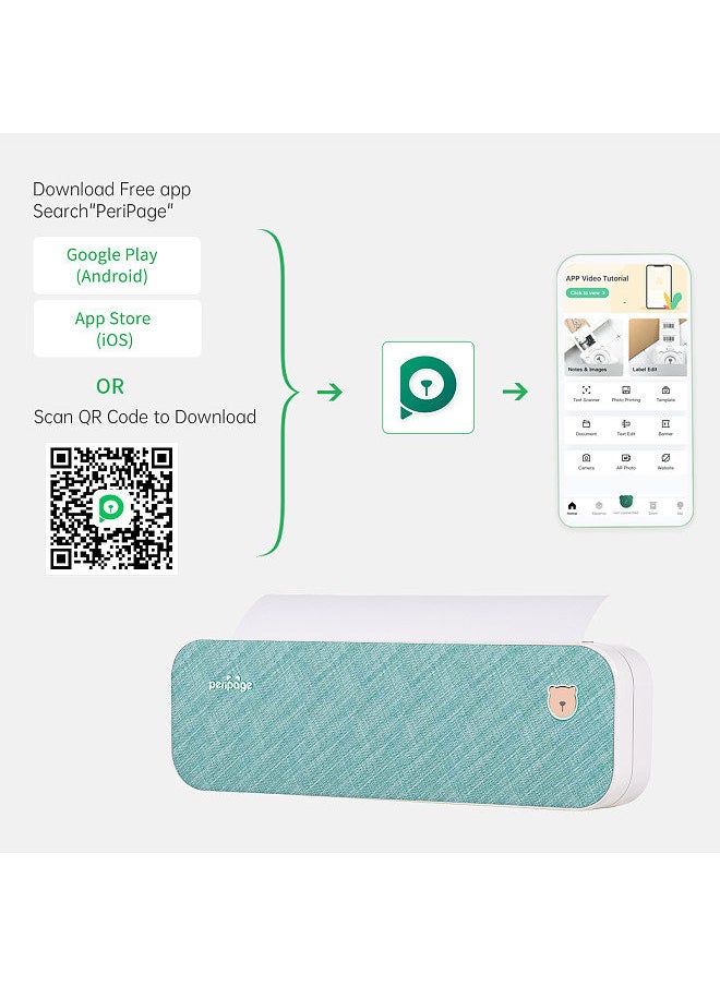 PeriPage - A4 Paper Printer Direct Thermal Transfer Wirless Printer Mobile 210mm Mini Mobile Photo Printer  USB BT Connection with 1 Roll Thermal Paper - Image 1