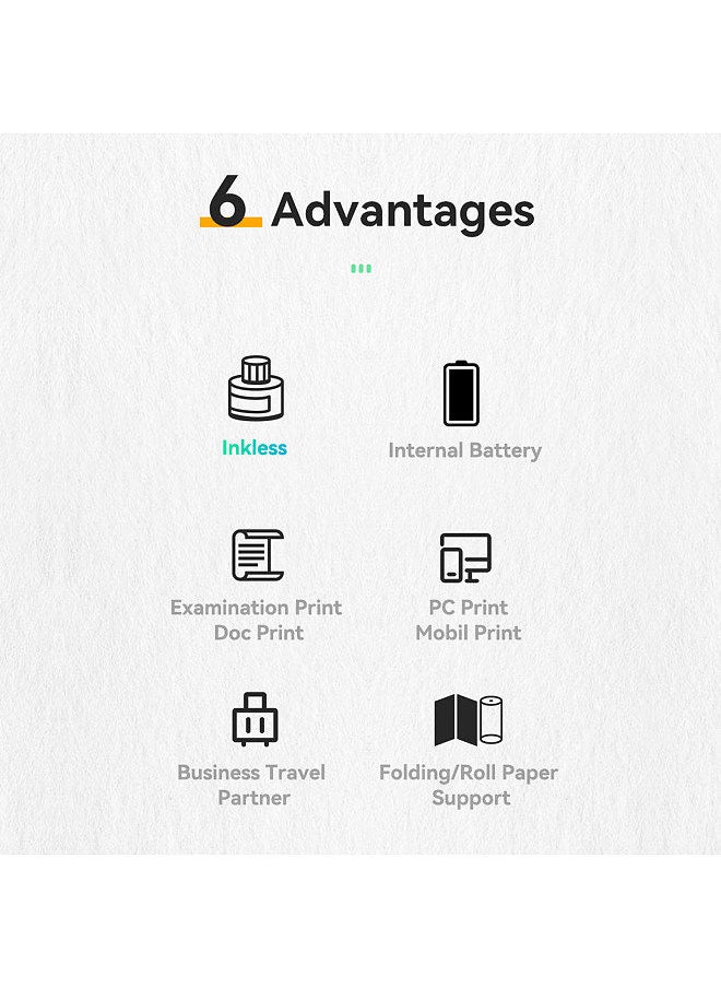 PeriPage A4 Paper Printer Direct Thermal Transfer Wirless Printer Mobile 210mm Mini Mobile Photo Printer  USB BT Connection with 1 Roll Thermal Paper  - Image 2