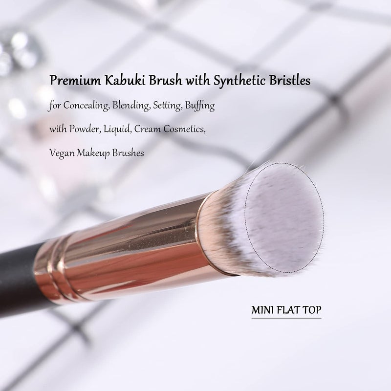 ENERGY Kabuki Brushes Set - Mini Flat Top Kabuki Brush and Slant Concealer Brush Under Eye for Eyebrows Eyeshadow Brushes for Liquid Cream Powder Blending,Stippling,Highlighter and Nose Contour - Image 4