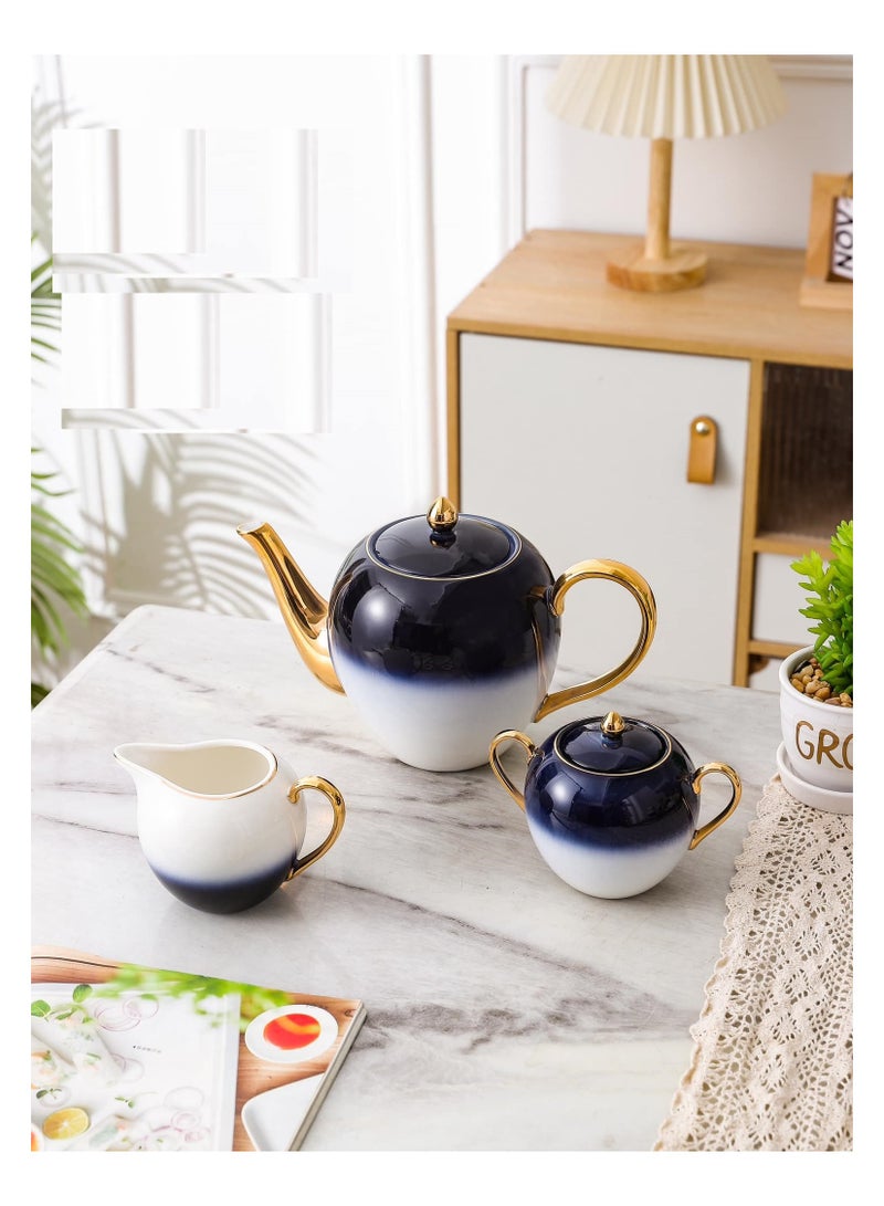 لا مايا طقم شاى وجاتوه كلاسيك 30 قطعة  من لا مايا ازرق * ابيض TS43-30-GG - Image 3