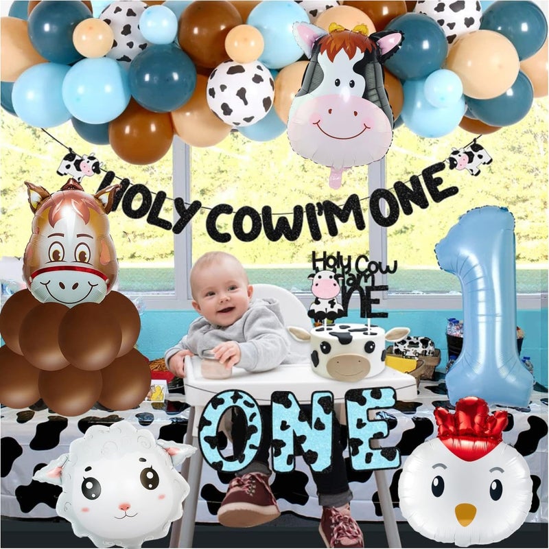 XLENGO 5 PCS Farm Animal Balloons, Cow Donkey Sheep Pig Chicken Foil Mylar Balloon for Baby Shower Farm Birthday Party Decorations Supplies - Image 3