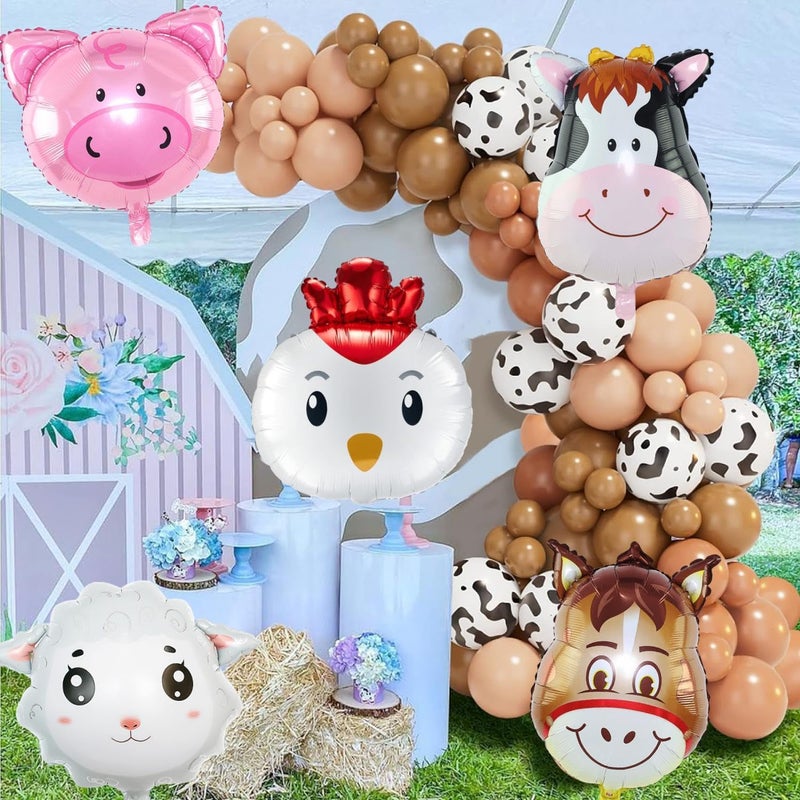XLENGO 5 PCS Farm Animal Balloons, Cow Donkey Sheep Pig Chicken Foil Mylar Balloon for Baby Shower Farm Birthday Party Decorations Supplies - Image 2