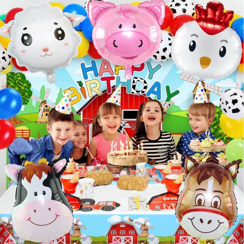 XLENGO 5 PCS Farm Animal Balloons, Cow Donkey Sheep Pig Chicken Foil Mylar Balloon for Baby Shower Farm Birthday Party Decorations Supplies - Image 4