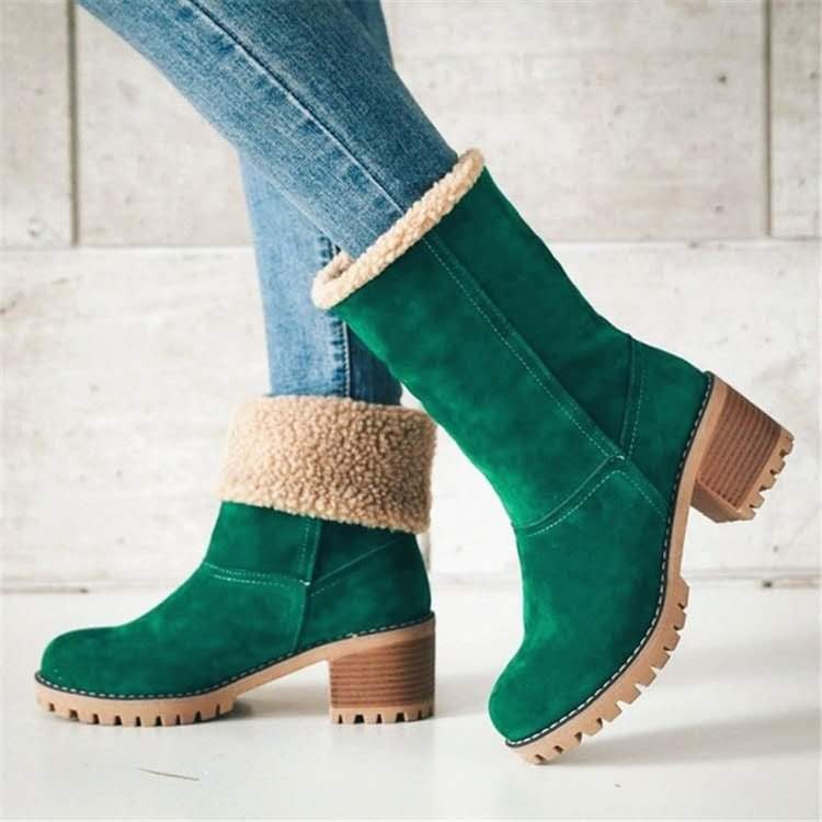 Winter Fashion Womens Large Size Fluffy Snow Boots Green