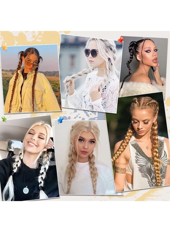 BARSDAR 2PCs 26 Inch Long Braided Ponytail Extension with Hair Tie Straight Wrap Around Hair Extensions Pony Tail DIY Natural Soft Synthetic Hair Piece for Women Girls-Dark Brown mix Auburn Evenly - Image 3