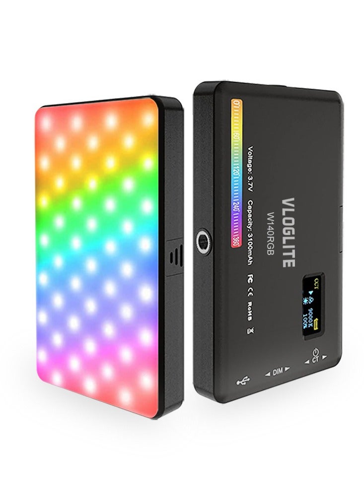 W140 RGB Video Light, Portable LED Camera Light Board 0-360 Full Color, CRI95+ 2500K-9000K Dimmable 20 Light Effects, 3100mAH Rechargeable LED Lighting for Photography, Video Conferencing, TikTok - Image 1