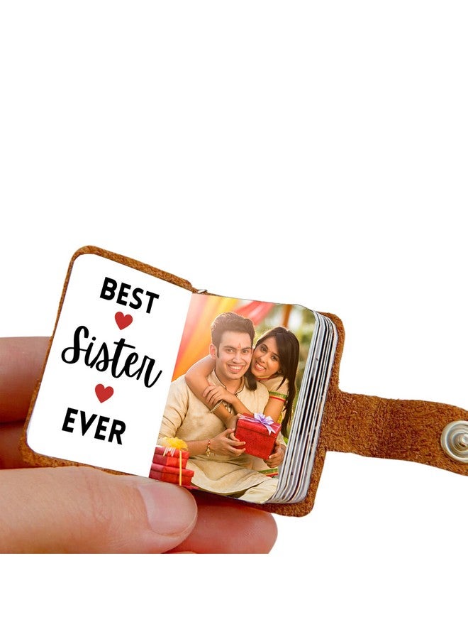 Flashing Click Customizable Leather Mini Photo Album Keychain - with 12 to 24 Photos - Gift Idea for Raksha Bandhan, Birthdays, Anniversaries, Brother, Sister - Image 1