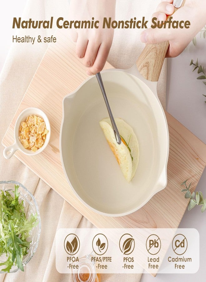 SENSARTE Ceramic Nonstick Sauce Pan with Lid, 1.5 Quart Small Saucepan, White Cooking Pot with Stay Cool Handle, Non toxic Kitchen Sauce Pot, Non stick Saucier Pan, Induction Pot, PFOA PTFE PFAS Free - Image 2