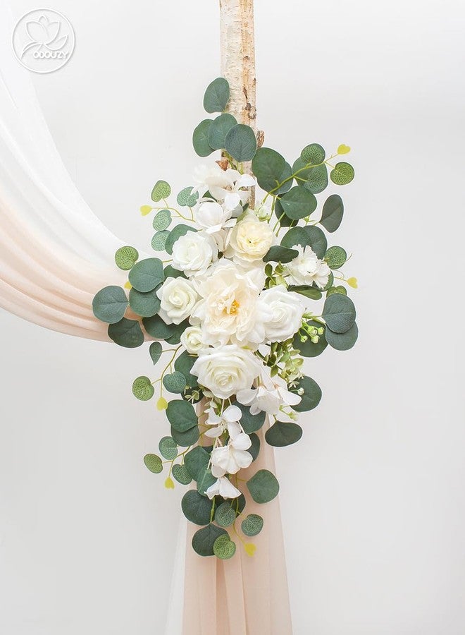 Odouzy Wedding Arch, Artificial Flowers, Wedding Decor with Drapes (Set of 2)，Be Suited to Banquet, Party, Wedding Decor Ceremony and Background Decoration (White Champagne) - Image 4