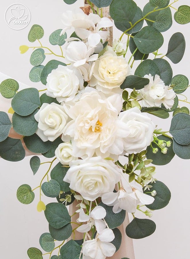 Odouzy Wedding Arch, Artificial Flowers, Wedding Decor with Drapes (Set of 2)，Be Suited to Banquet, Party, Wedding Decor Ceremony and Background Decoration (White Champagne) - Image 5