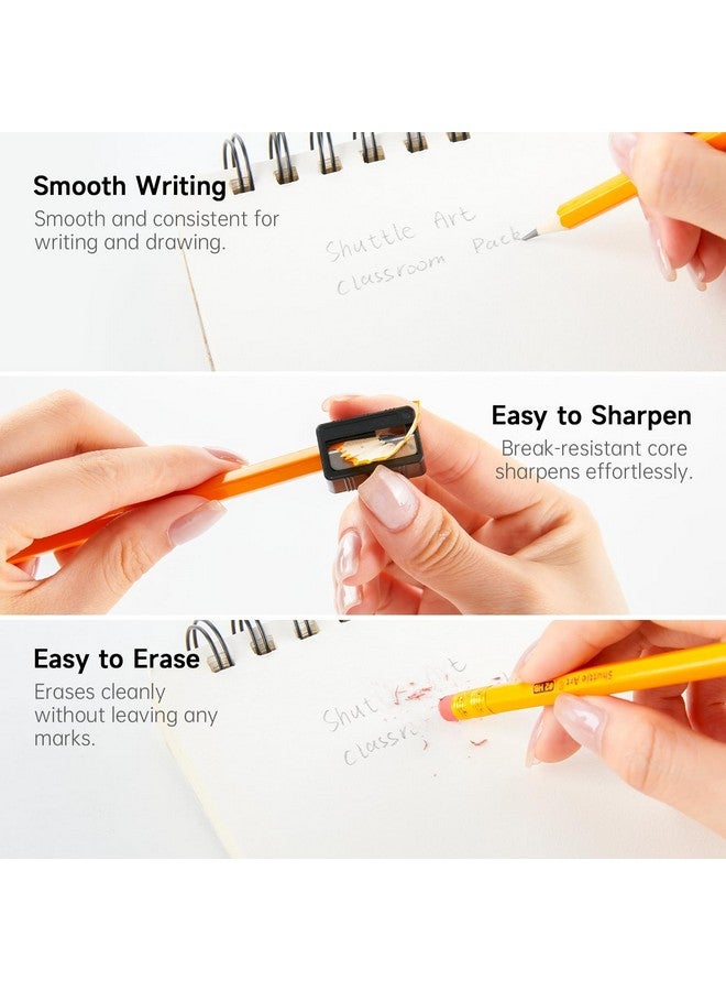 شاتل أرت أقلام رصاص Hb #2 مغلفة بالخشب، عبوة من 180 قلم رصاص أصفر مبراة مع ممحاة، عبوة كبيرة من أقلام الرصاص الجرافيت للمدرسة ومستلزمات المعلمين والكتابة والرسم والتخطيط - Image 4