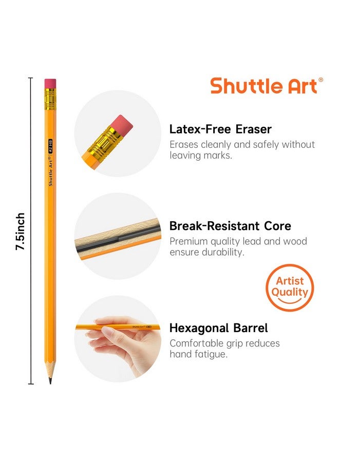 شاتل أرت أقلام رصاص Hb #2 مغلفة بالخشب، عبوة من 180 قلم رصاص أصفر مبراة مع ممحاة، عبوة كبيرة من أقلام الرصاص الجرافيت للمدرسة ومستلزمات المعلمين والكتابة والرسم والتخطيط - Image 3