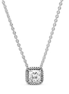 PANDORA Jewelry Square Halo Cubic Zirconia Necklace in 925 Sterling Silver
