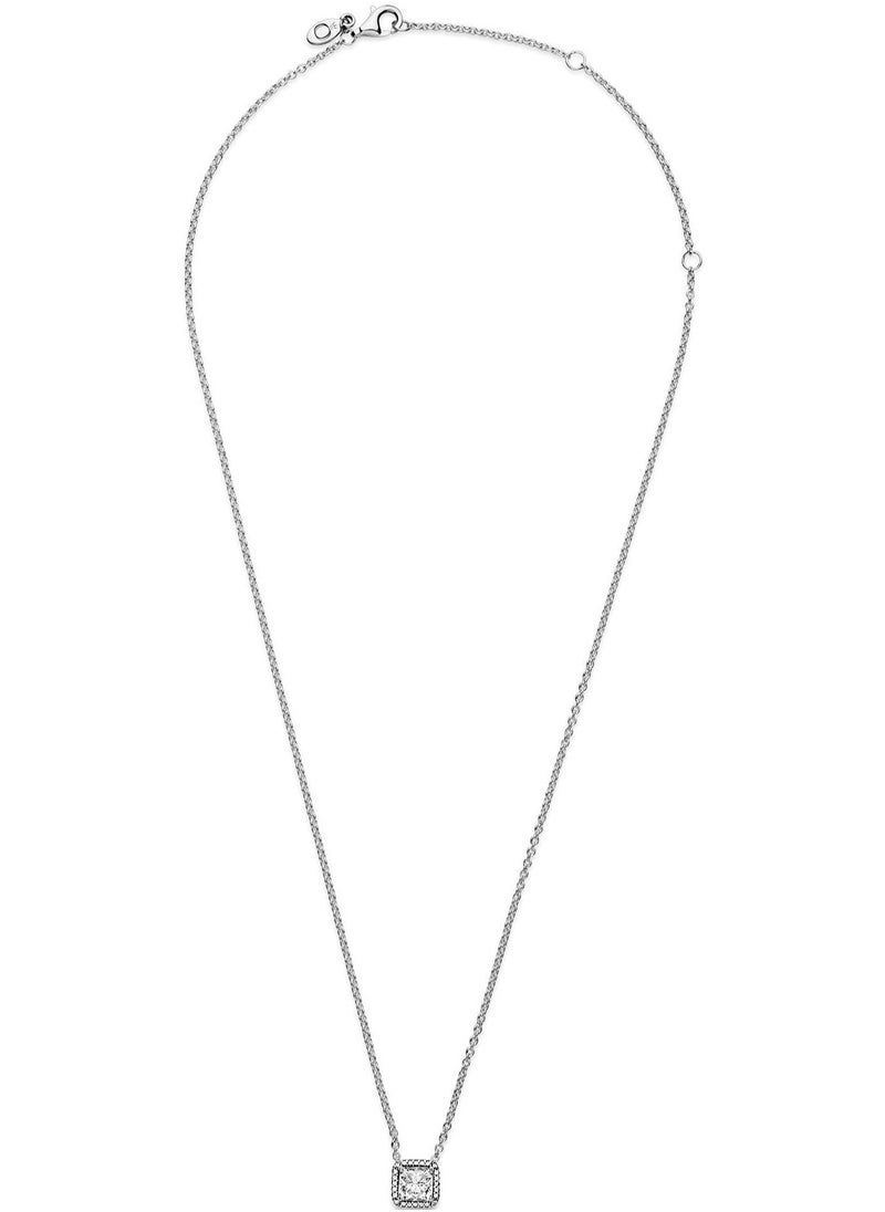 Pandora Violet - PANDORA Jewelry Square Halo Cubic Zirconia Necklace in 925 Sterling Silver - Image 1