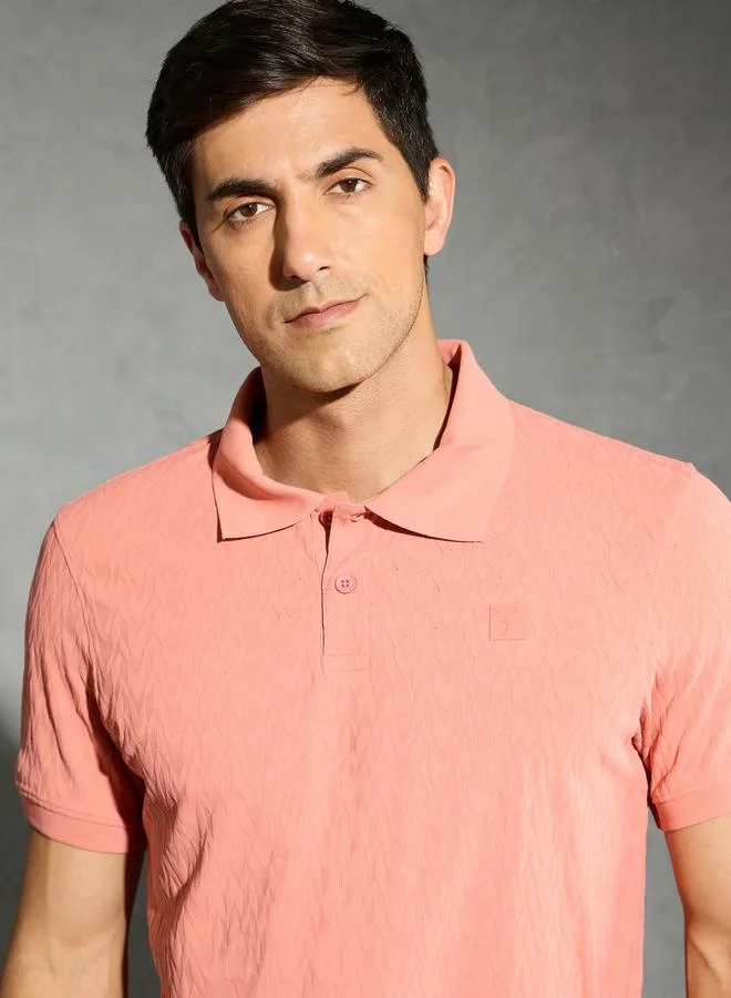 Technosport Technosport Men Jacquard Slim Fit Sports Polo