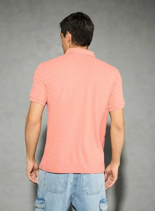 Technosport Technosport Men Jacquard Slim Fit Sports Polo