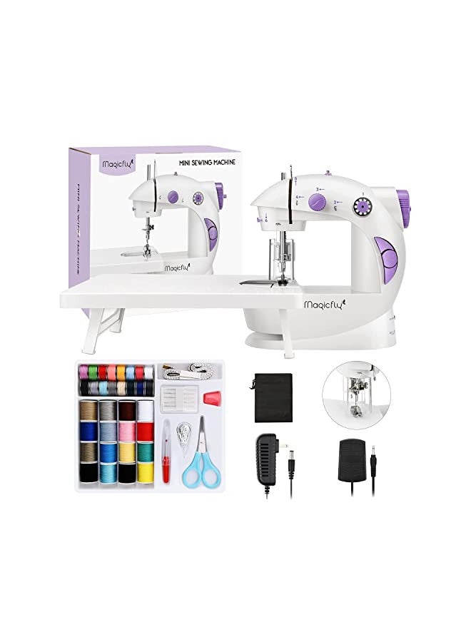 Magicfly Mini Sewing Machine for Beginner, Dual Speed Portable Machine with Extension Table, Light, Sewing Kit for Household, Travel - Image 1