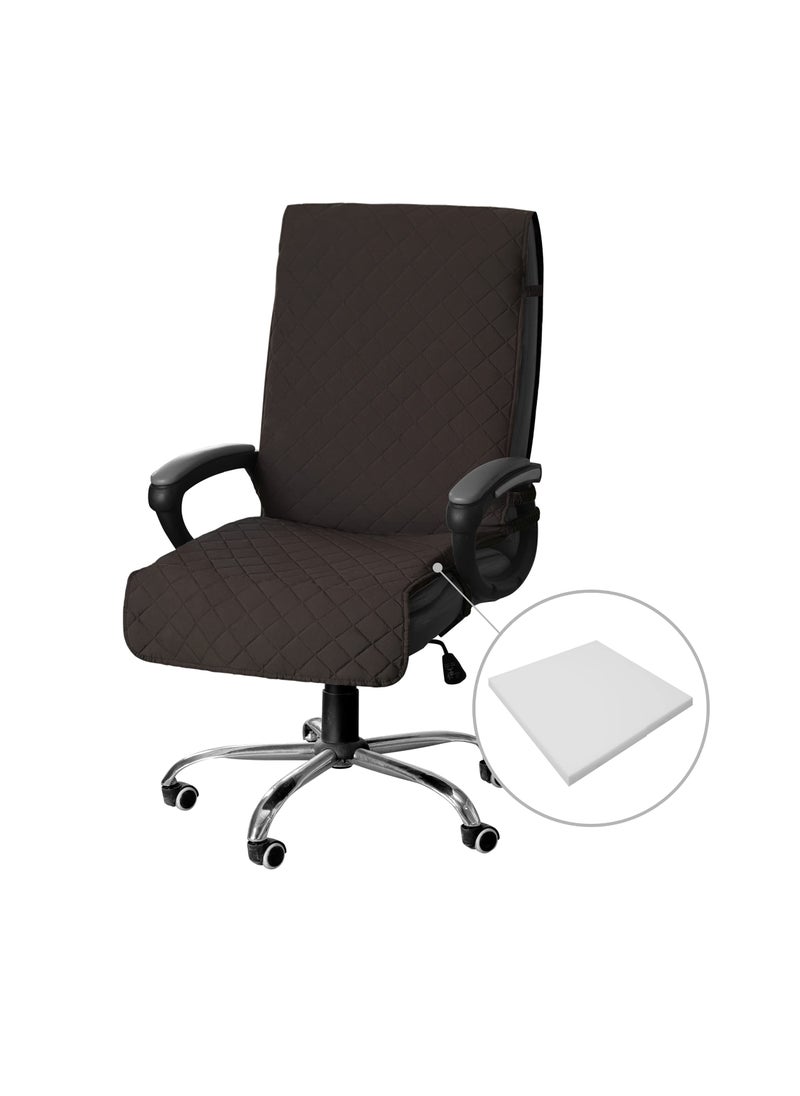 Easy-Going EasyGoing Quilted Microfiber Office Chair Cover with Soft Memory Foam Seat Cushion Water Resistant Desk Computer Chair Slipcover AntiSlip Chair Protector Large Chocolate 