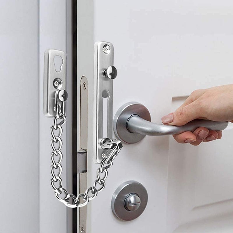 FDSHIP Door Safety Chain, Door Security Guard for Home Door Chain for Safe and Secure Home, Stainless Steel, Silver - Image 1
