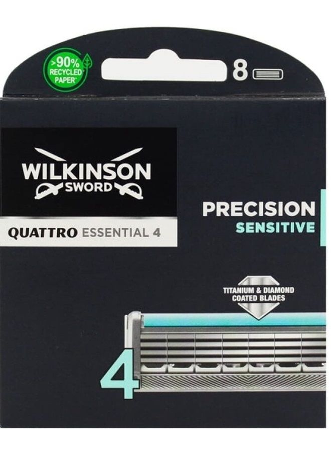 Wilkinson Sword Quattro Titanium Sensitive Razor Blades - Pack of 8 Blades