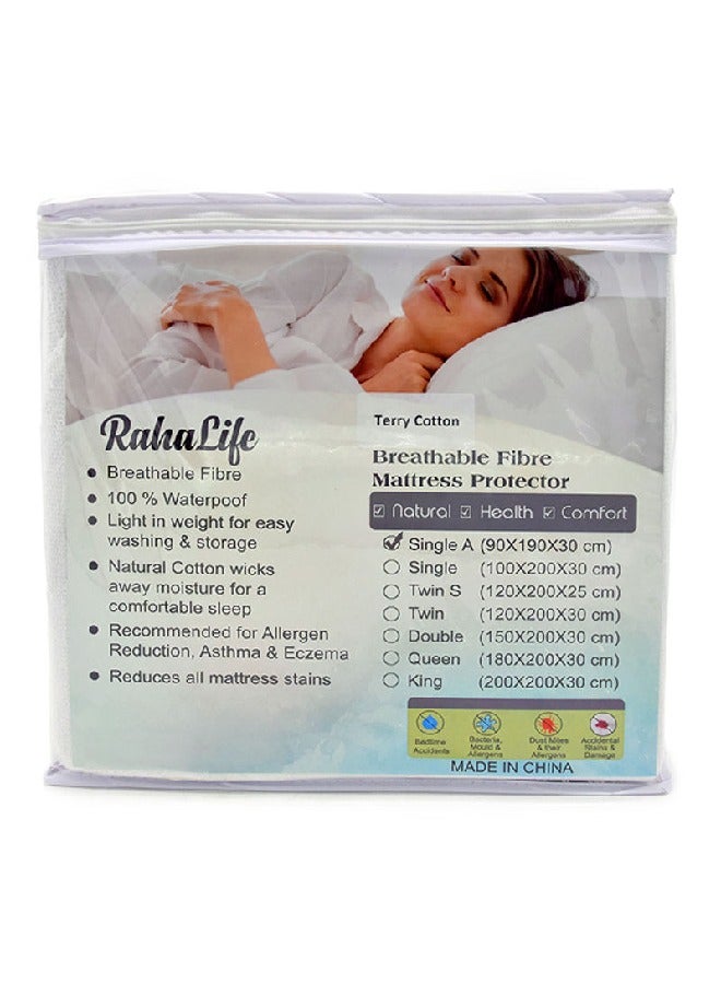 Rahalife Rahalife Waterproof Cotton-Blend Mattress Protector – White, 120 x 200 x 30 cm  - Image 5