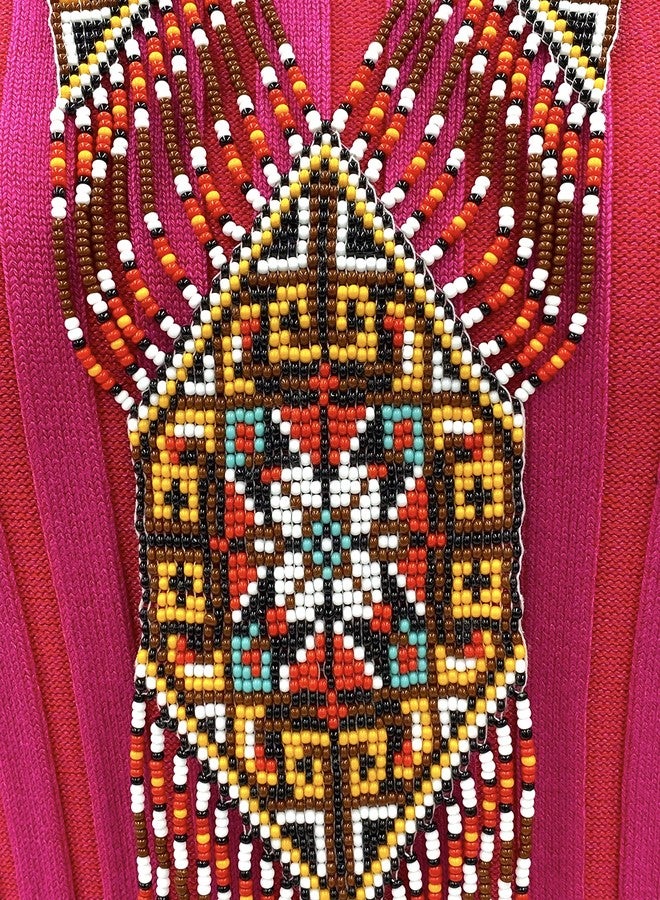BeadsCorner Native Tribal Style Long Statement Beaded Necklace for Women Handmade (Orange Brown Southwest) - Image 4