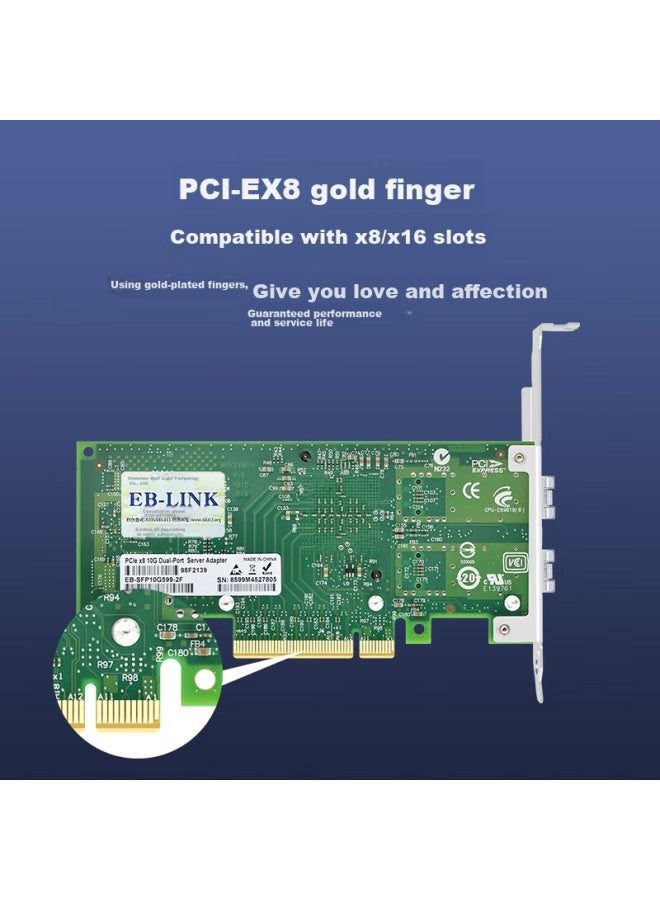 Eb-link Intel 82599 Chip Pci-e X8 10g Dual-port Fiber Optic Network Card With Sfp+ Single-mode Optical Module X520-lr2 Server Network Adapter - Image 5