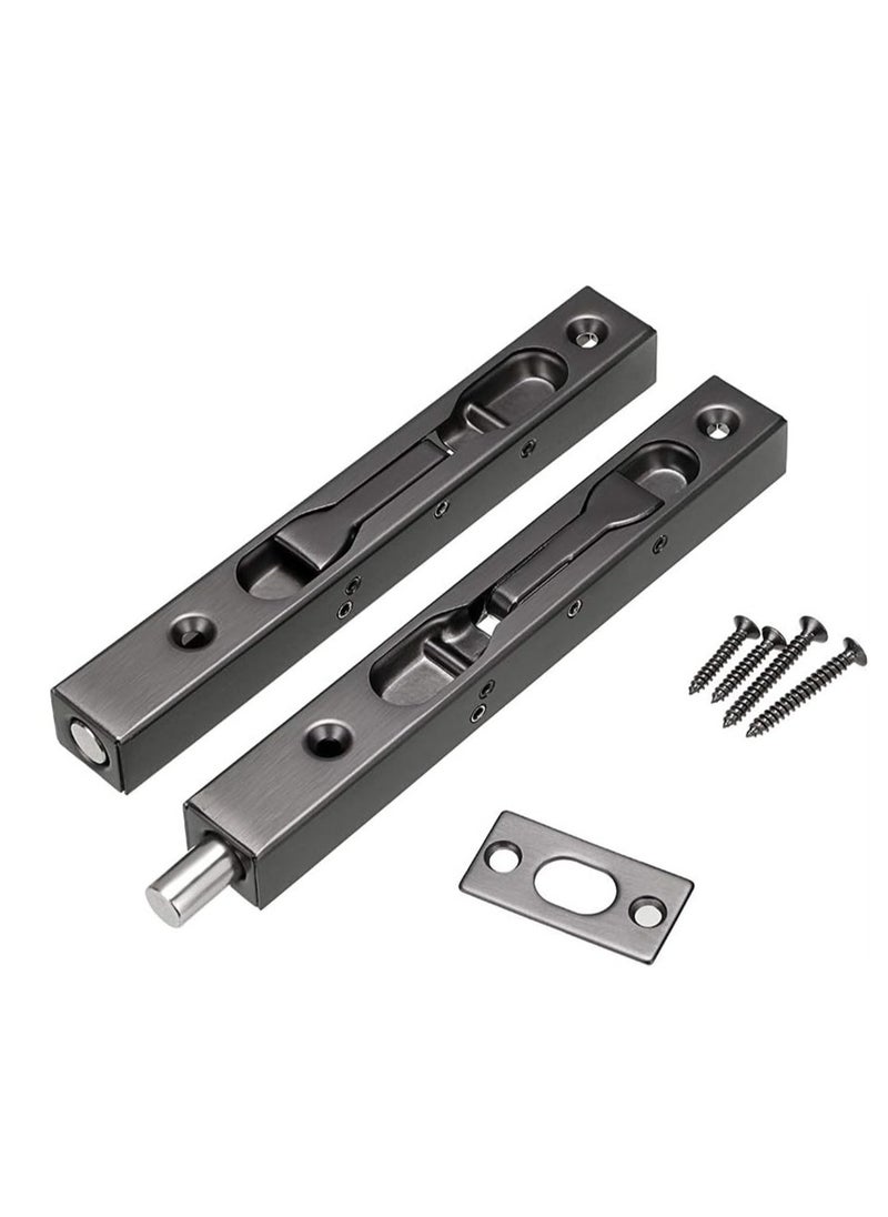 SYOSI 6 Inch Door Bolts, Stainless Steel Concealed Security French Door Locks with Hardwares, Metal Flush Latch Bolts for Composite Wood Double Dummy Door, 2 Pcs  - Image 1