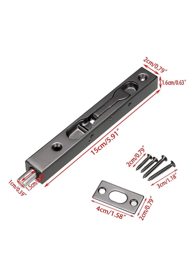 SYOSI 6 Inch Door Bolts, Stainless Steel Concealed Security French Door Locks with Hardwares, Metal Flush Latch Bolts for Composite Wood Double Dummy Door, 2 Pcs  - Image 4