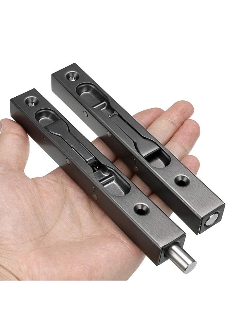 SYOSI 6 Inch Door Bolts, Stainless Steel Concealed Security French Door Locks with Hardwares, Metal Flush Latch Bolts for Composite Wood Double Dummy Door, 2 Pcs  - Image 3