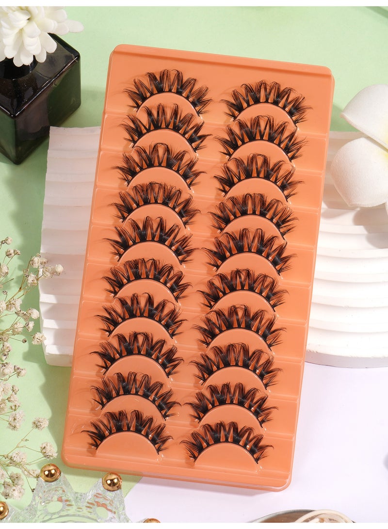 MAGEFY Half Lashes with Clear Band Corner Lashes Natural Look 3D False Eyelashes Wispy Soft Cat Eye Fluffy Curl Accent Lashes Sets（10 Pairs） - Image 3