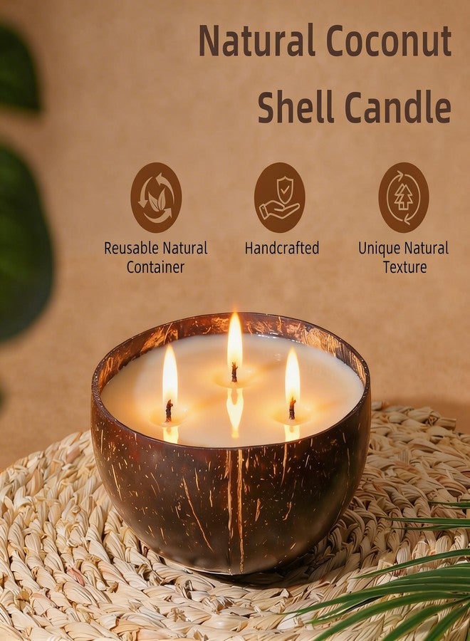 Viyffo Large Citronella Candles Outdoor, 3 Wick 18oz Citronella Candle Indoor, Non Toxic Soy Scented Candle, Natural Coconut Jar for Patio, Deck, Garden, Backyard & Camping, Rustic Home Décor & Gift - Image 5