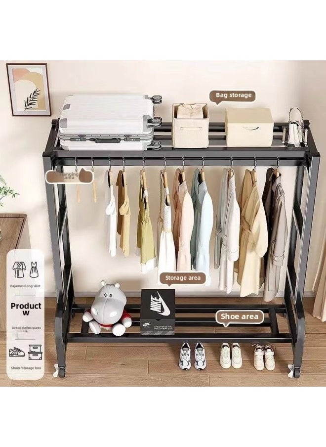 Generic - Coat Rack Floor-standing Vertical Movable Clothes Hanging Rack Thickened Indoor Clothes Hanger Household Simple Wardrobe-Color: Fixed Foot Pad 100cm White - Image 1