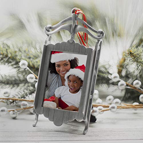 Neil Enterprises, Inc FINE PHOTO GIFTS Pewter Sled 2" x 3" Photo Ornament Picture Frame - Image 2