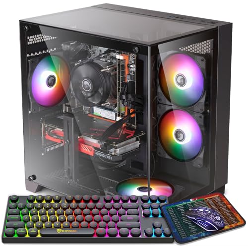 Kroteaup Gaming PC Desktop Computer, Intel Core i7 4th Gen, GTX 1050 Ti 4G, 16GB DDR3 RAM, 512GB SSD, WiFi 6, 5 RGB Fans, Prebuilt Gaming Tower PC with Windows 11 Home - Ready to Play - Image 1