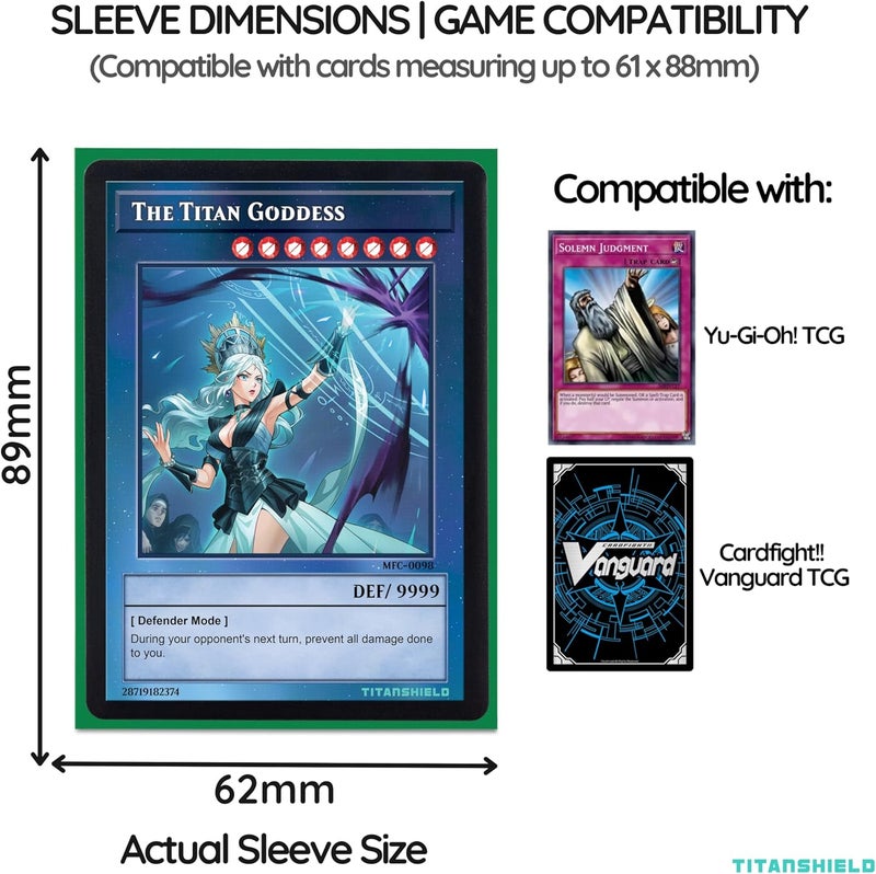 TitanShield (150 Sleeve) Colored Small Japanese Sized Trading Card Sleeves Deck Protector for Yu-Gi-Oh, Cardfight!! Vanguard & More (Emerald) - Image 4