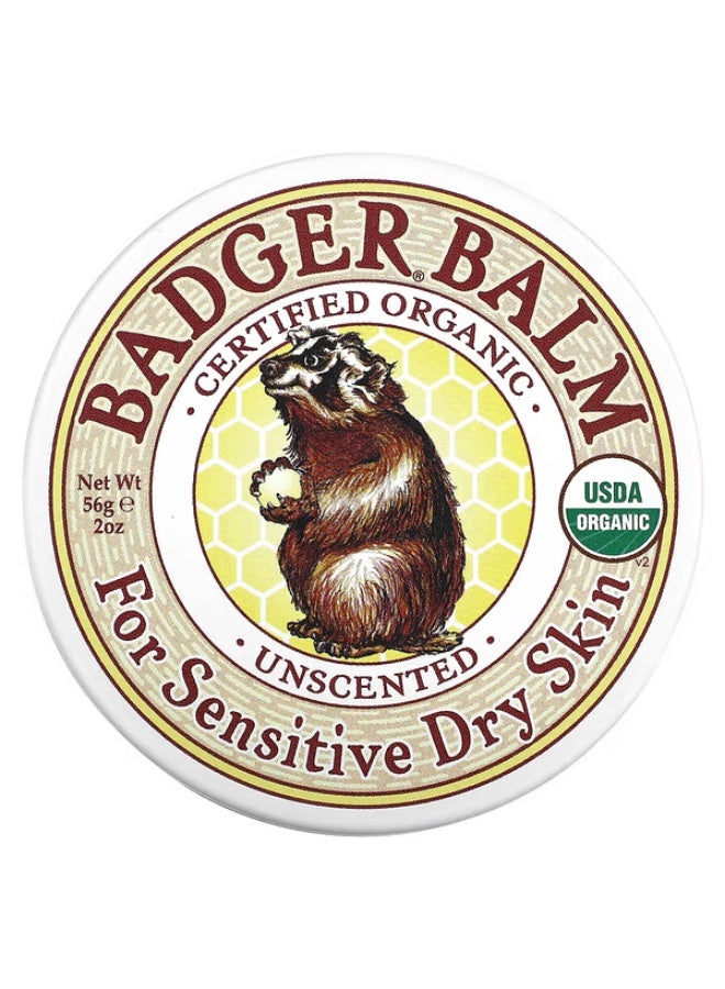Badger Balm, For Sensitive Dry Skin, Unscented, 2 oz (56 g)