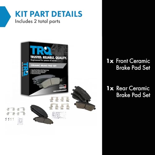 TRQ Front & Rear Brake Pads Ceramic Compatible with 2015-2017 Ford Mustang - Image 2