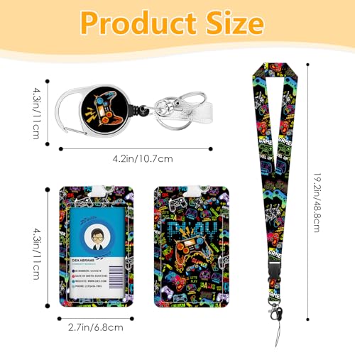 NIWPKDCE Gamepad Badge Holder with Boys Lanyard, Game ID Badge Holder with Retractable Reel Clip and Keychain, Gamer Vertical Identity Card Cover Case Protector for Nurse Lovers - Image 5